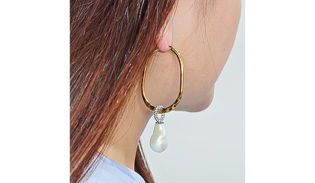 CELINE セリーヌ ドロップ バロックパール フープ ピアス ゴールド クリスタル フィービー期 2018年頃 Phoebe Philo　