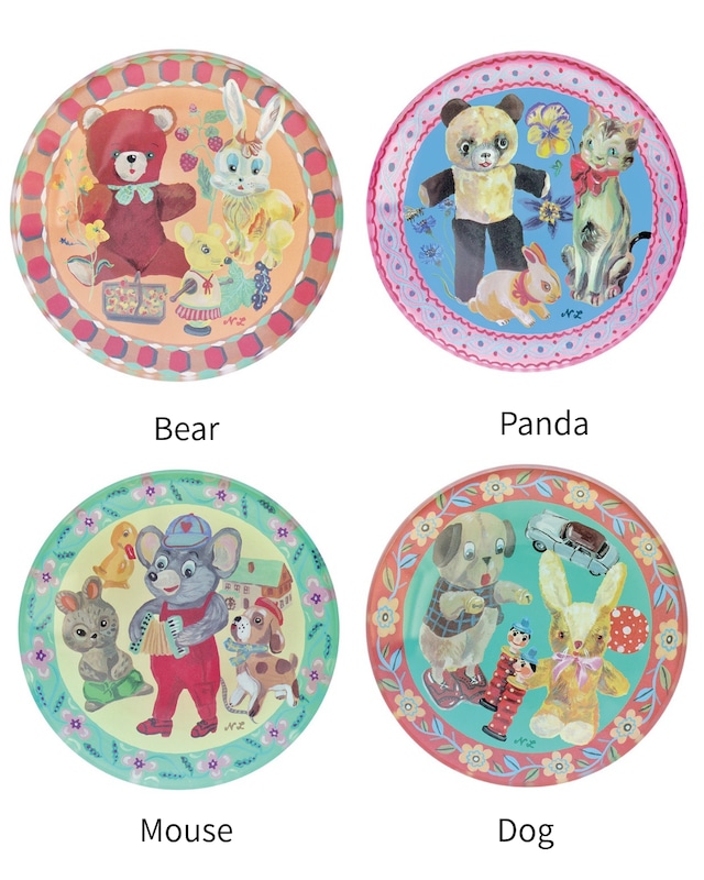 NathalieLete(ナタリーレテ)Glass plate SS(Mouse/Dog/Panda/Bear)皿 動物 食器 ガラスプレート