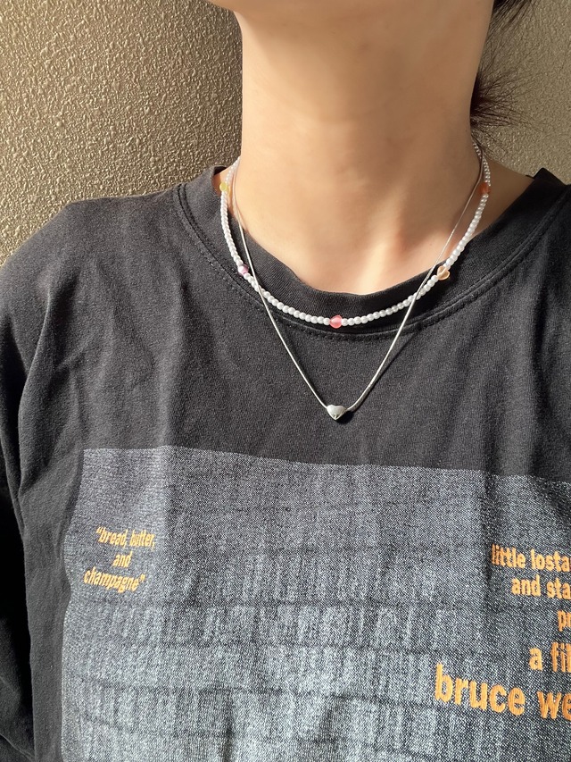 pearl & heart beads necklace