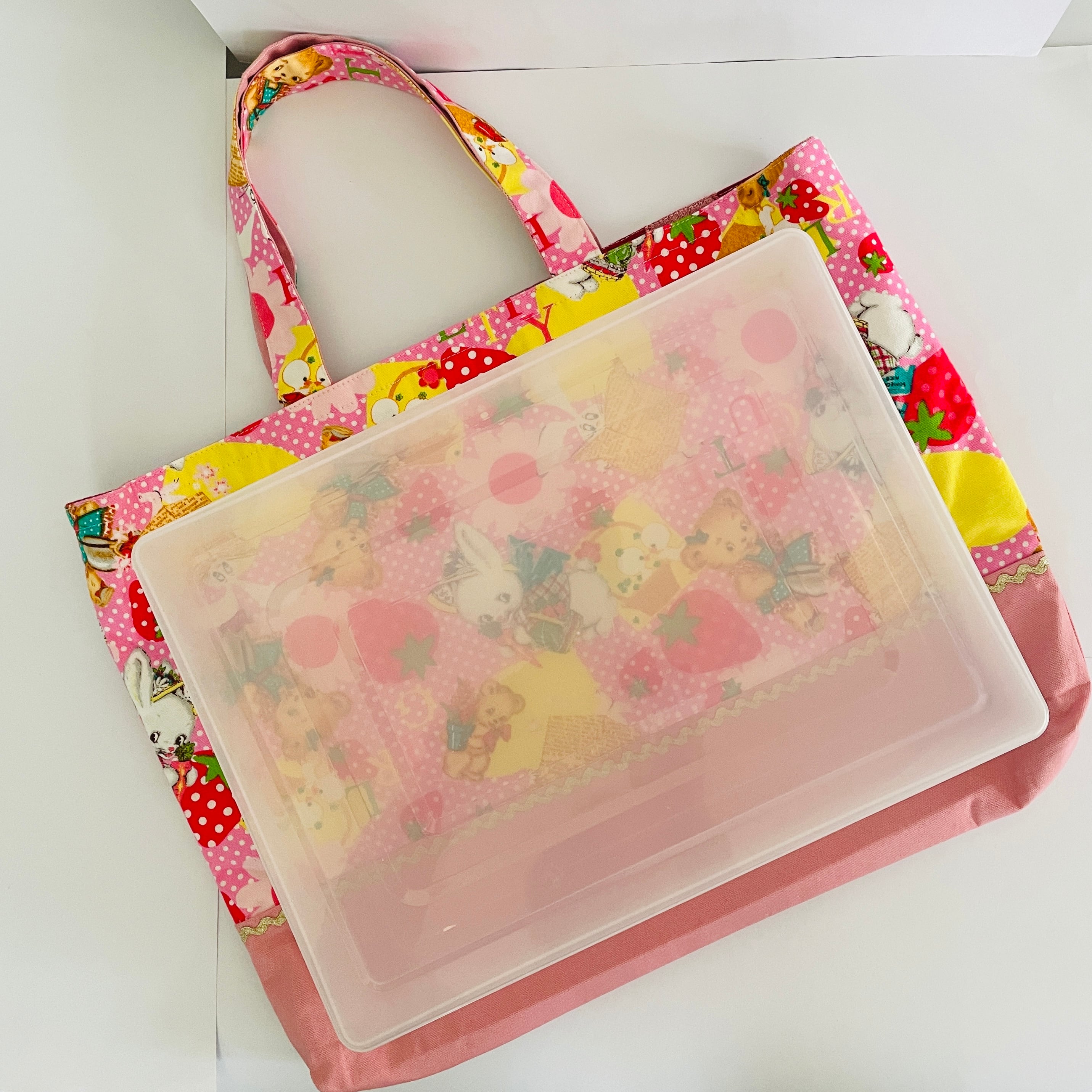 かわいい くまさん うさぎさん レッスンバッグ 内ポケット 30×40