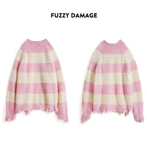 Pink Striped Knit Sweater / ピンク ボーダー ストライプ ニット セーター