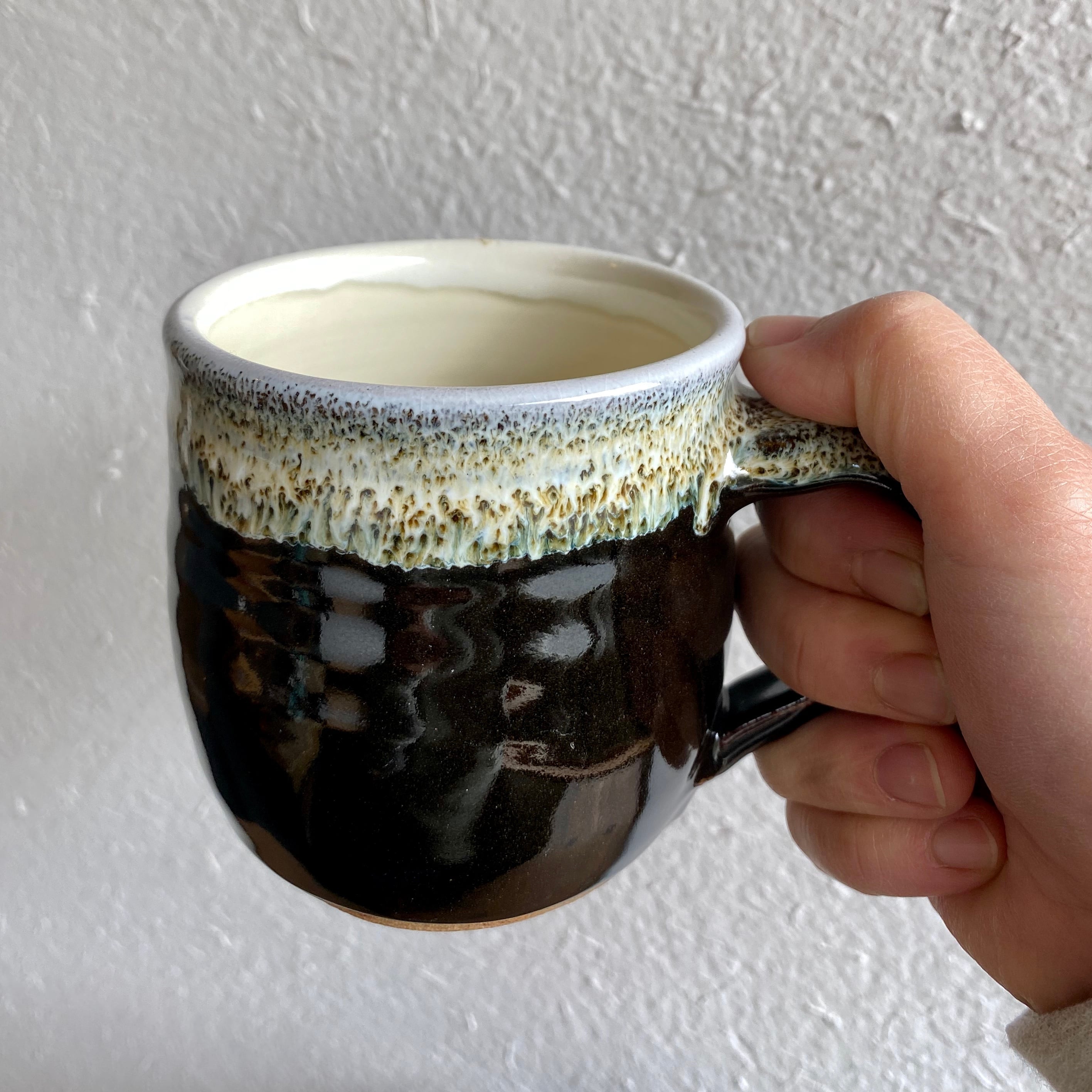 丹波焼 シンプルマグカップ 黒 高さ9cm