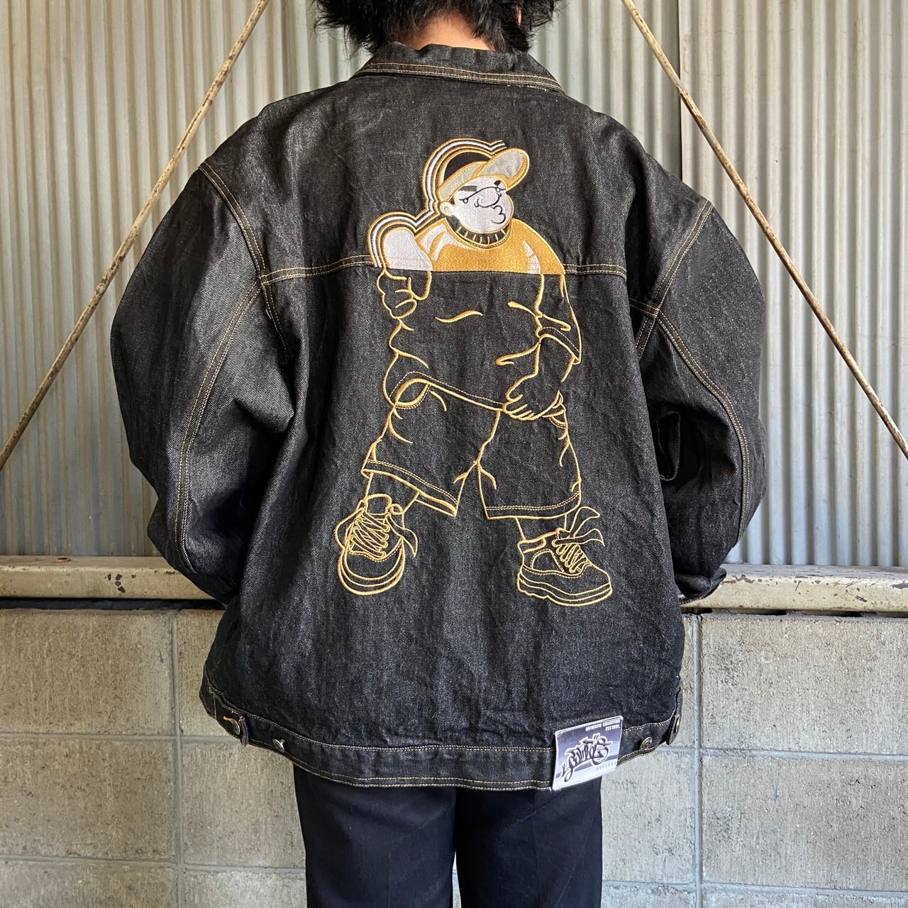 【激レア☆US輸入90s】フブ 両面刺繍ナイロンジャケット ブルー メンズXL