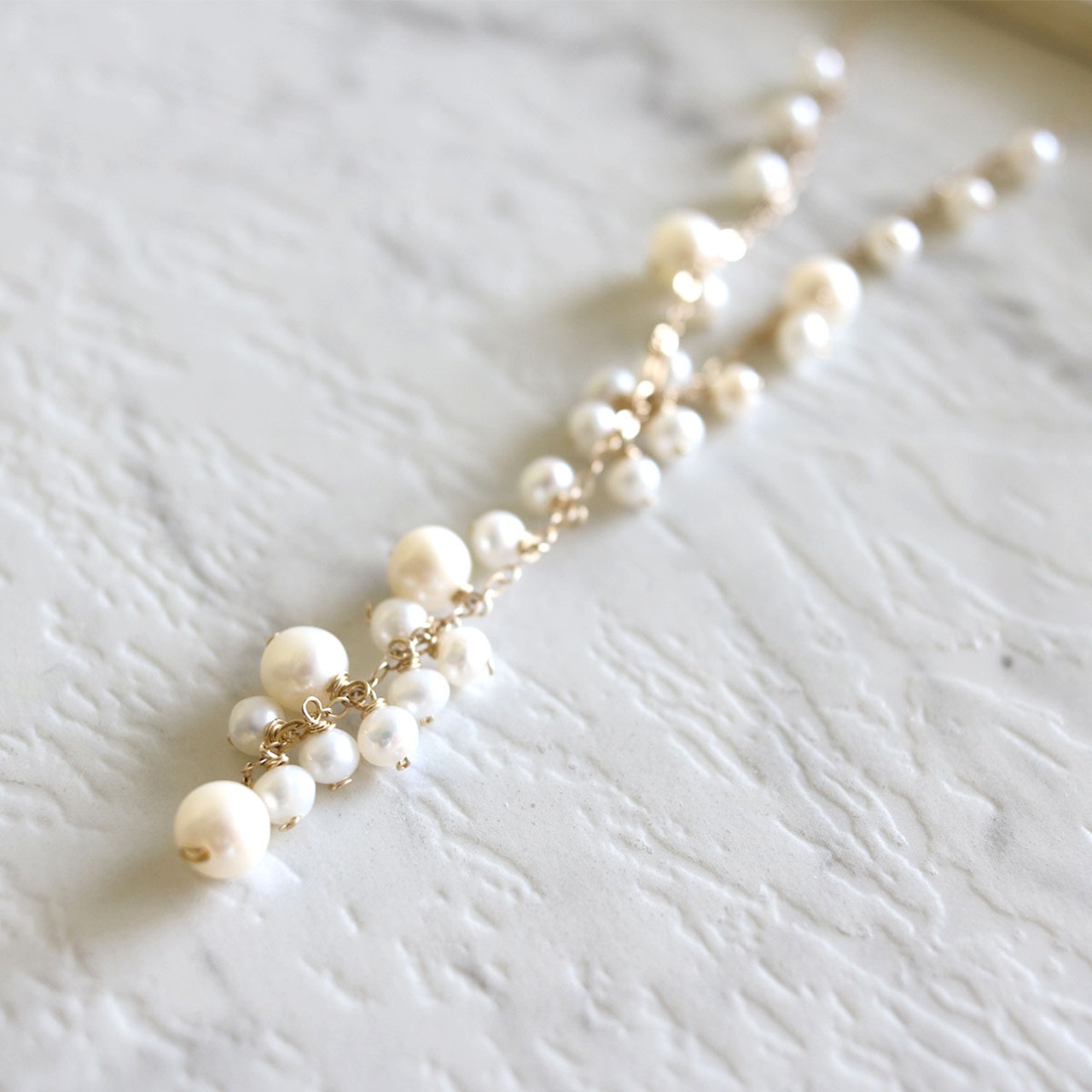 華麗なゴールドをあしらったデザイン！K14gf 淡水パール デザイン チェーン ネックレス ne1000