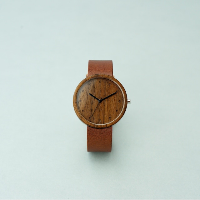 Walnut wood - Organic leather Dark Brown - L