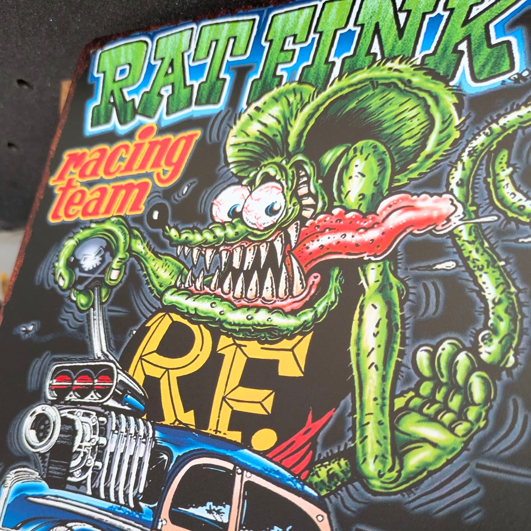 送料無料!ちょうどいいブリキ看板 【 RAT FINK ( ラットフィンク ) 】 『 racingteam 』METAL SIGN / メタルサイン / ブリキ看板 / サインボード / ビンテージ加工〚アメリカン雑貨 アメトイ〛