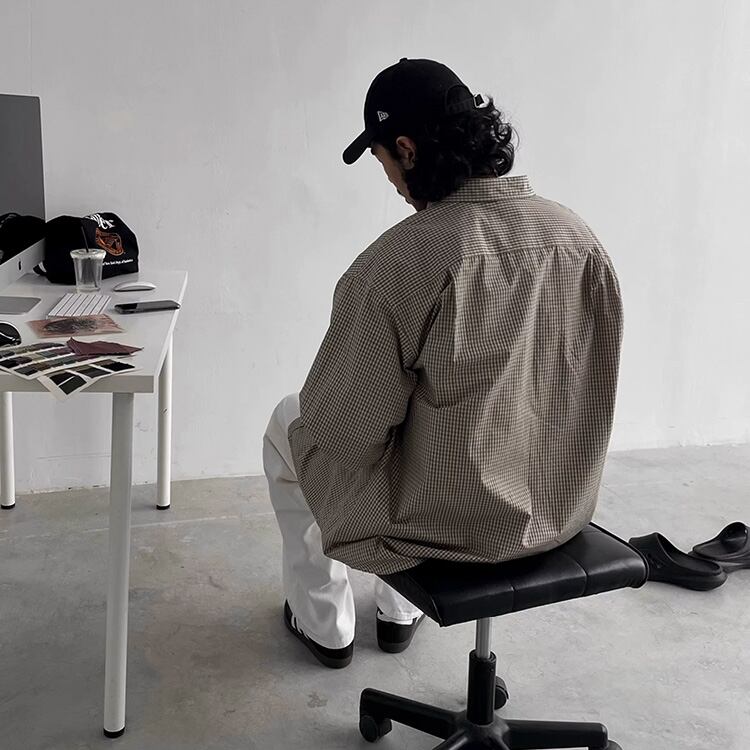 ★AMERICAN RETRO LOOSE CUT BASIC PLAID SHIRT　　　A0728