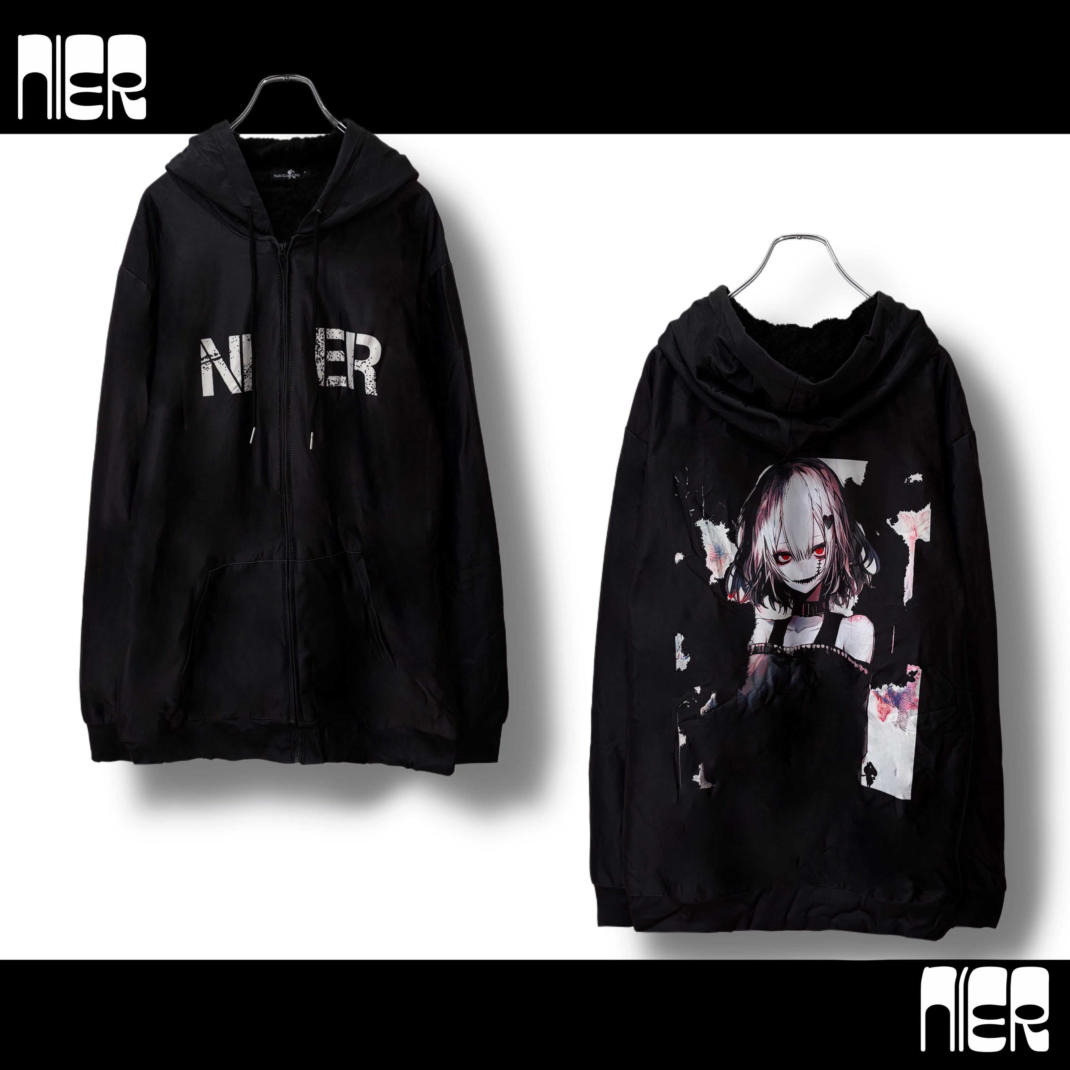 内側ふわもこ擬人化デザインZIP PARKA | NIER CLOTHING 内側ふわもこ擬人化デザインZIP PARKA | NIER CLOTHING