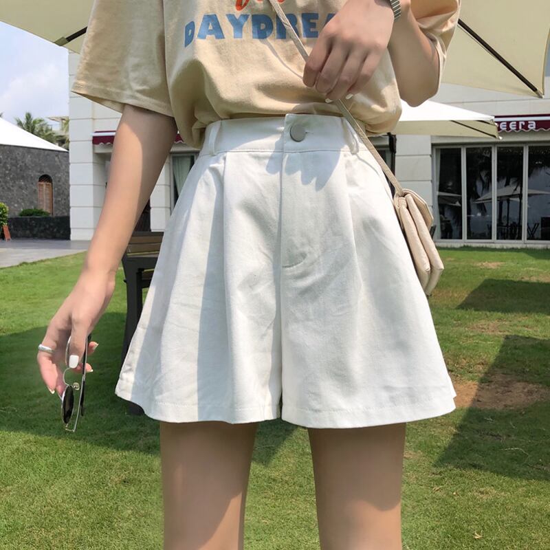 ホワイトパンツ サマーハイウェストルーズカジュアル薄手ショーツ 夏物 ブルマー 試着室33437486613