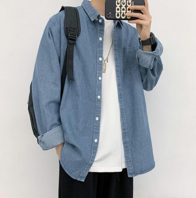 メンズ・Tシャツ・ブラウス・秋冬新作 ・ゆとり・気質・デニム長袖カーディガン・M-4XL