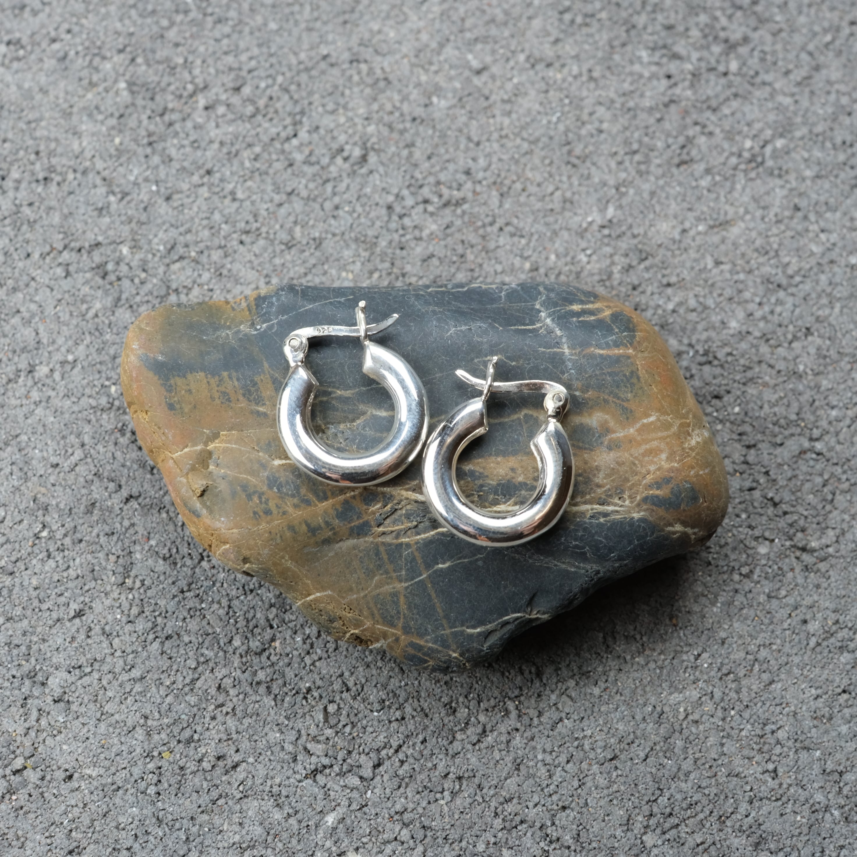 シルバー925 Silver ノーマルフープピアス/軽研磨仕上げ/両耳