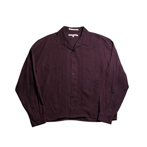PERRY ELLIS pure silk open collar pleats shirt
