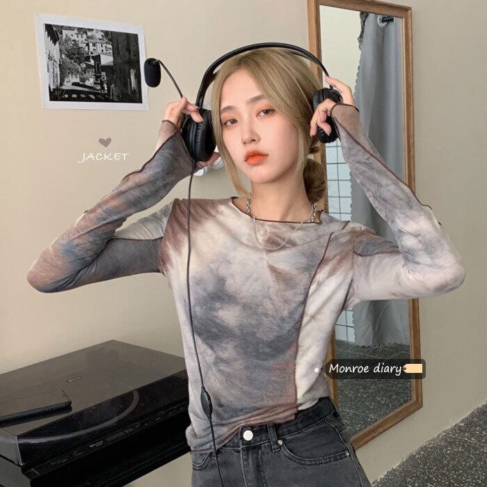 Tシャツ シャツ スリムスプリングトップス ロング 春物 モンロー83012203905