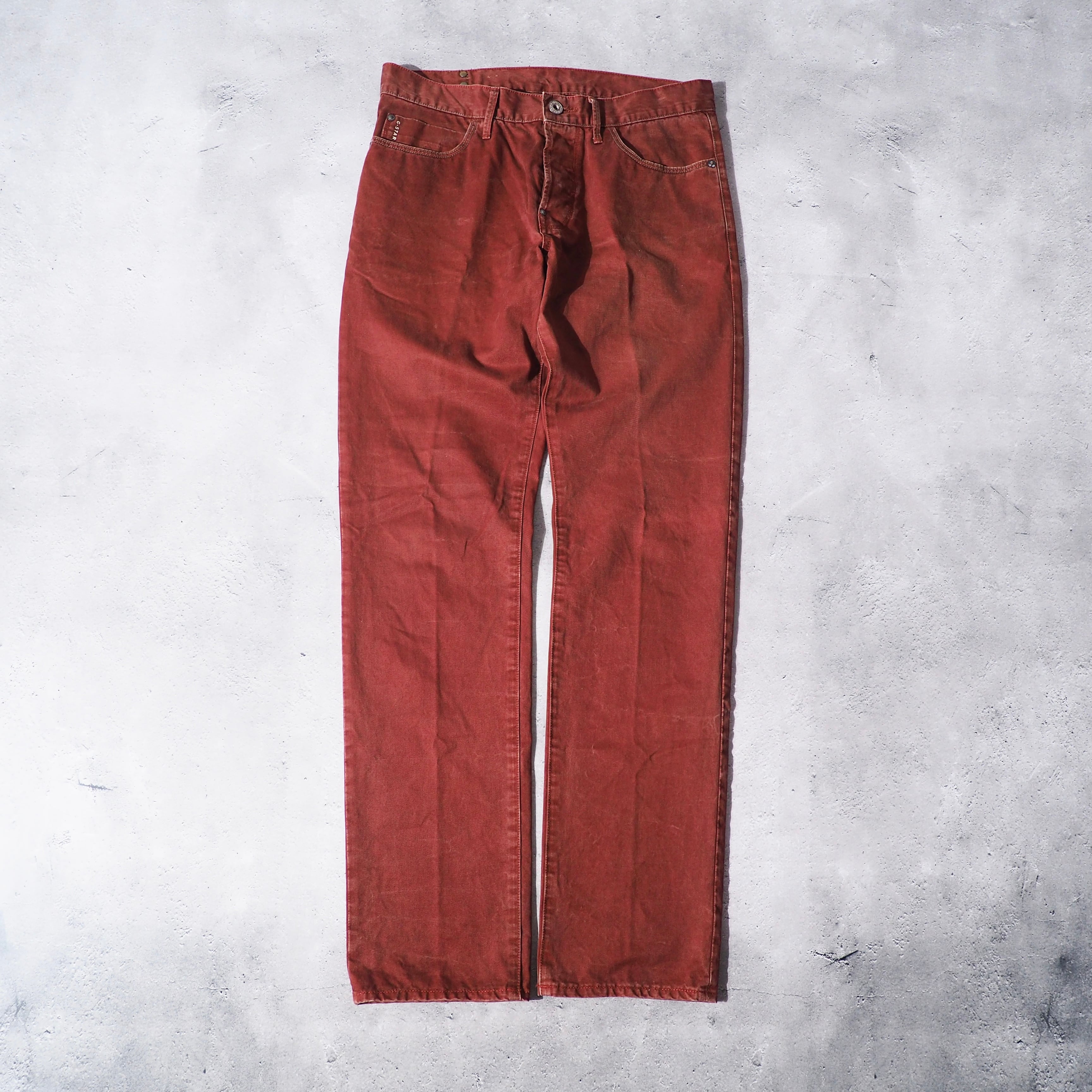 2000s ” G-STAR RAW ” Deep reddish brown dyeing cotton straight pants