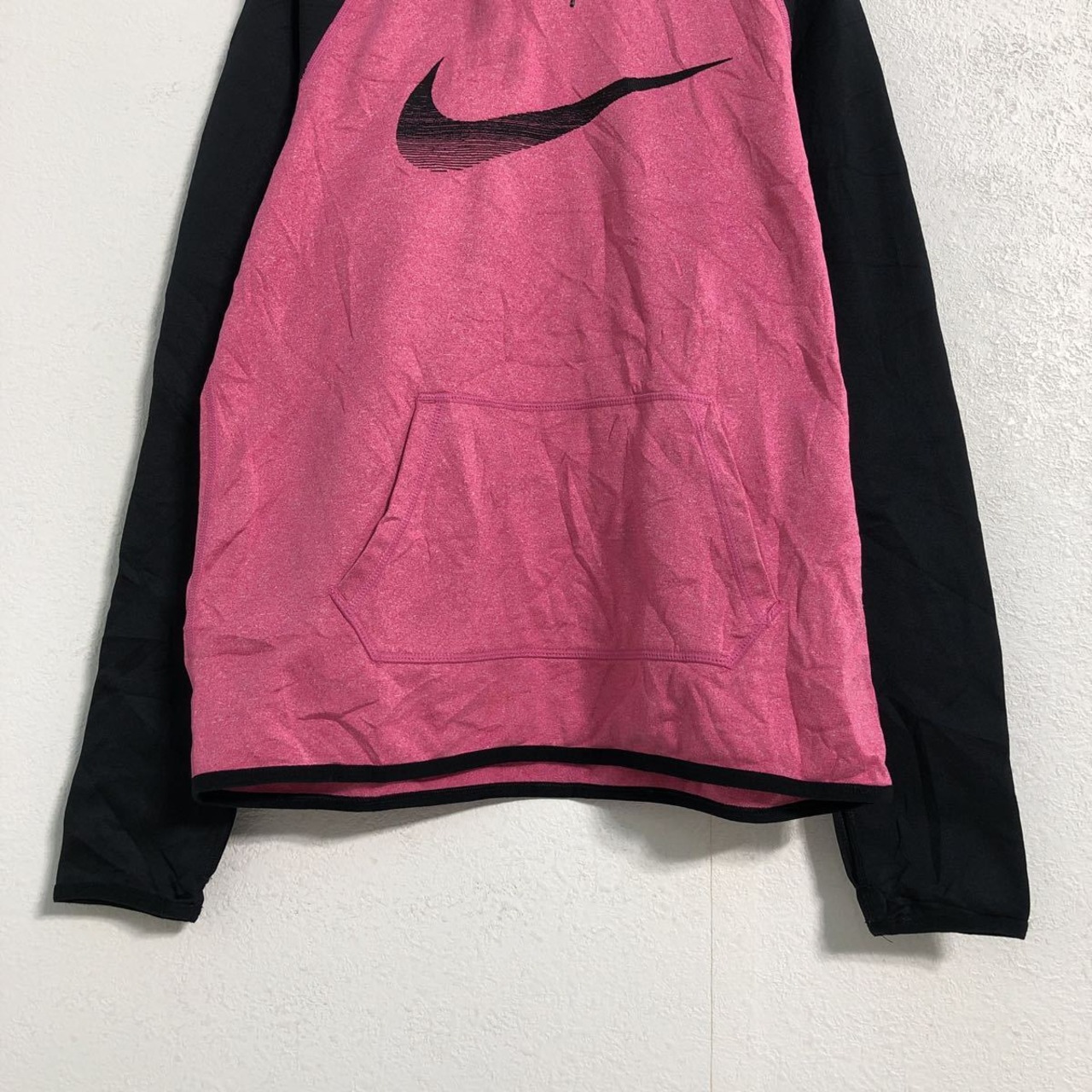 NIKE ロゴ ジャージ パーカー M ブラック ピンク ナイキ プルオーバー 