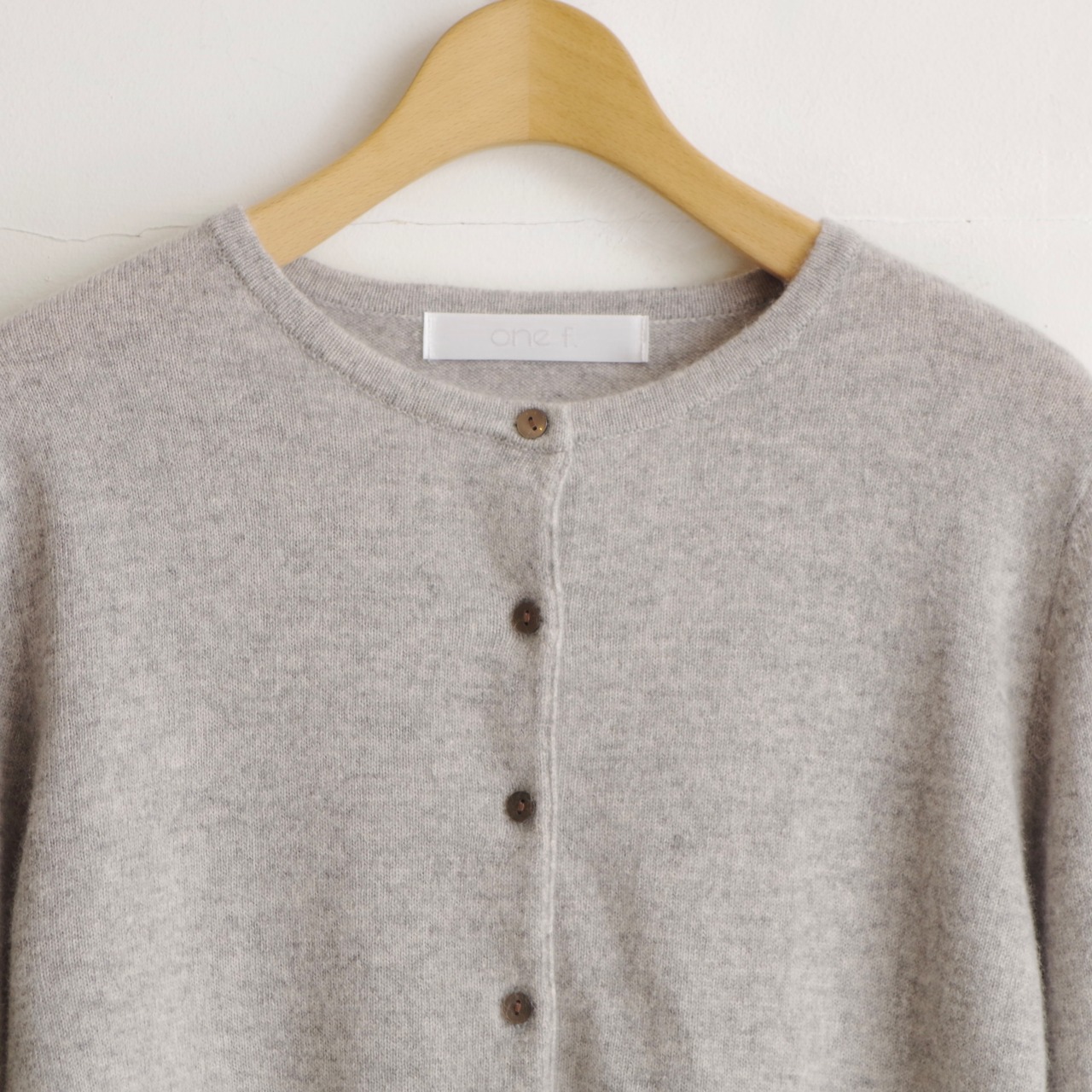 one f.  Cashmere Crew Neck Cardigan