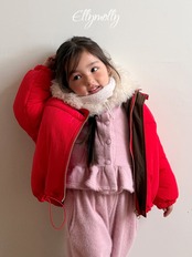 エリーモリー / ELLY MOLLY / 雪の結晶アンゴラフリルカーディガン / 韓国子供服 / キッズ / 26winter〖取寄〗*3~11号*