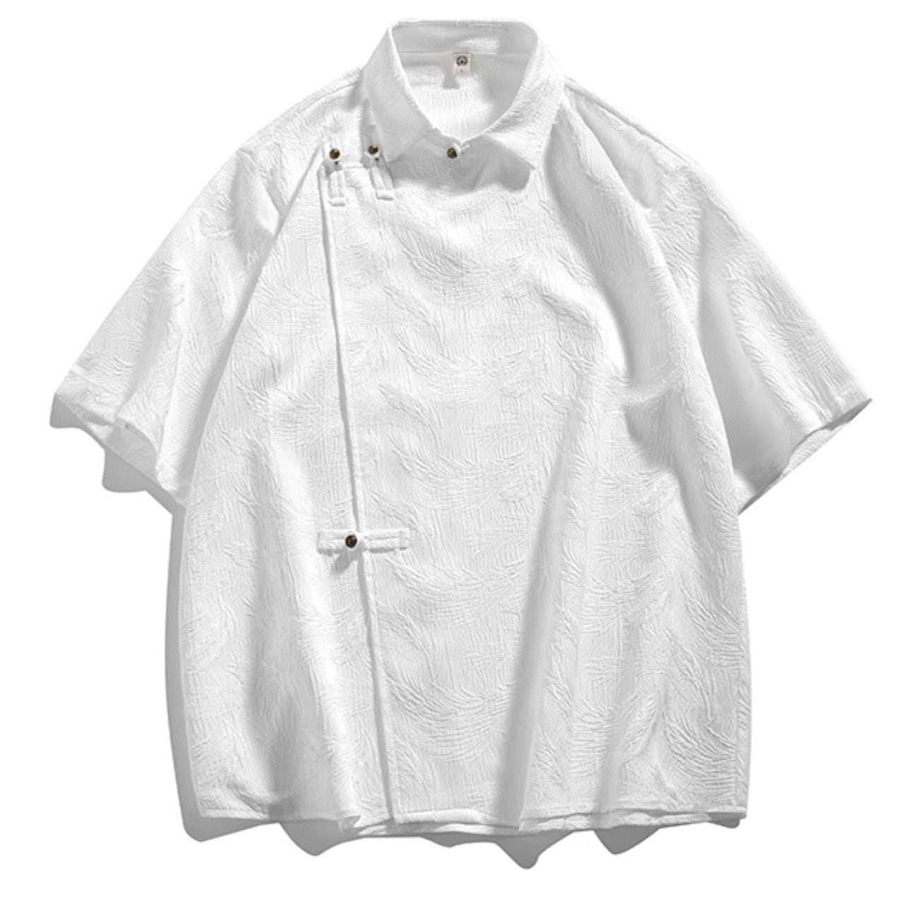 Jacquard diagonal collar short sleeve shirt(MT1242)