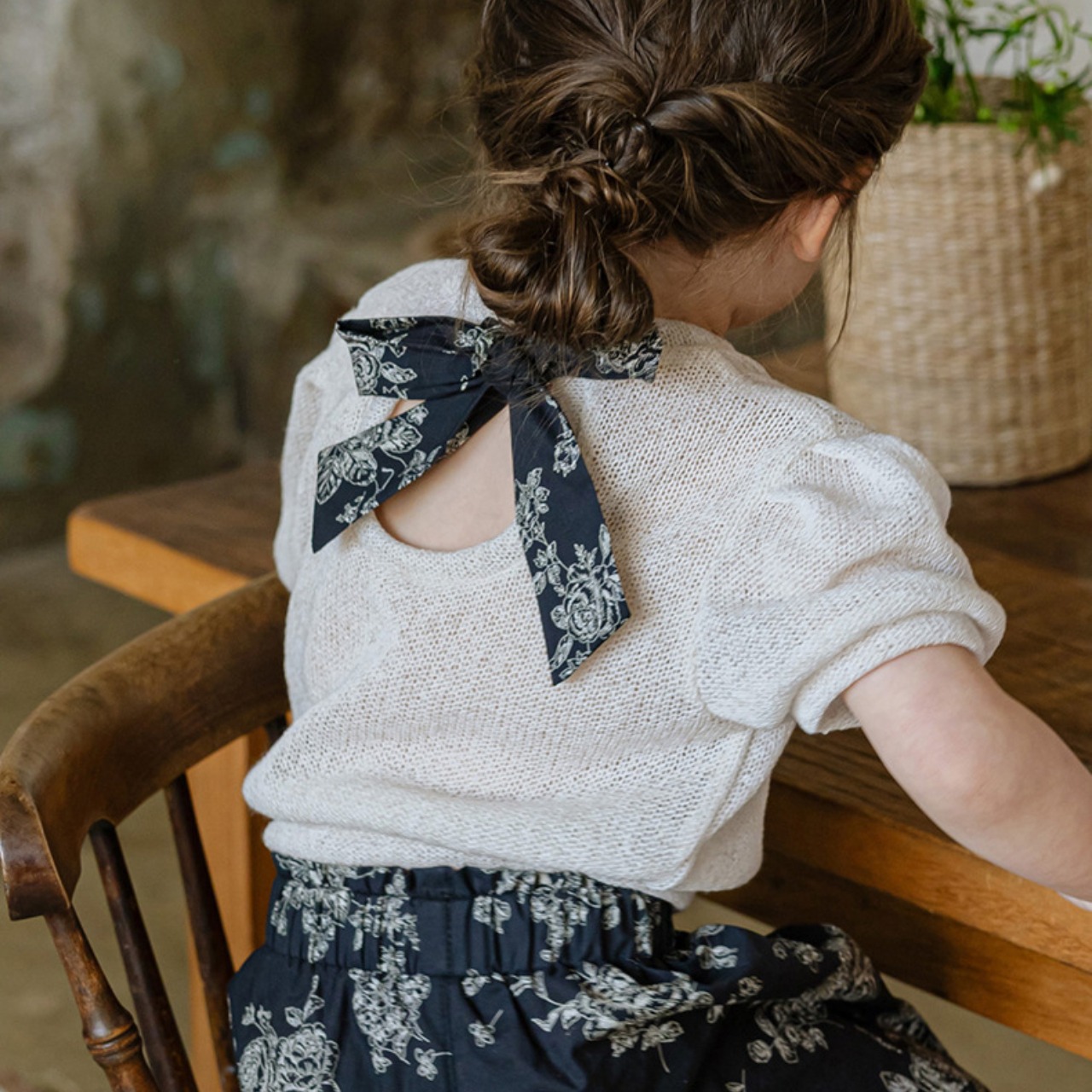 秋バックリボンリボンブラウス