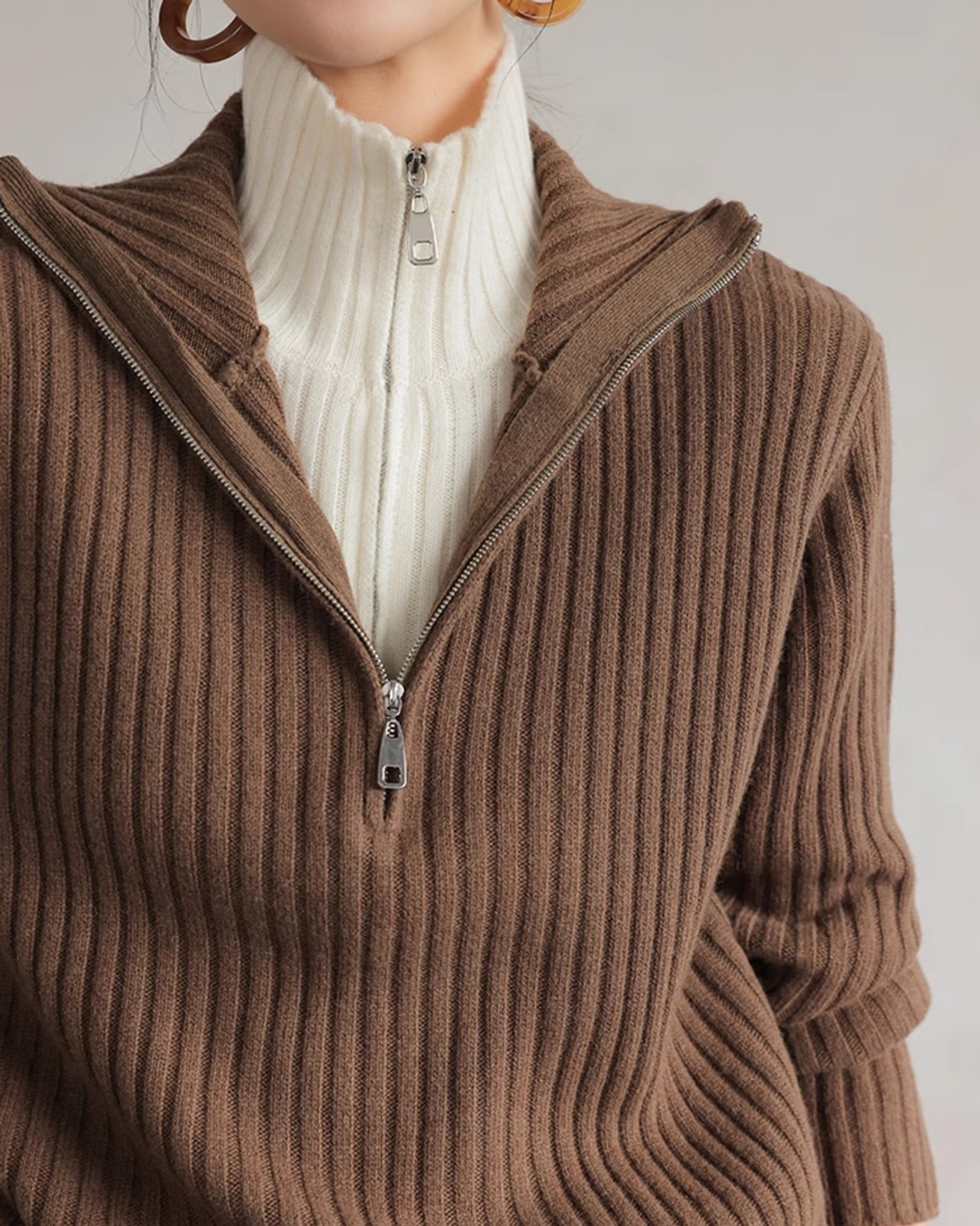 Half zip fake layered Pullover T20297