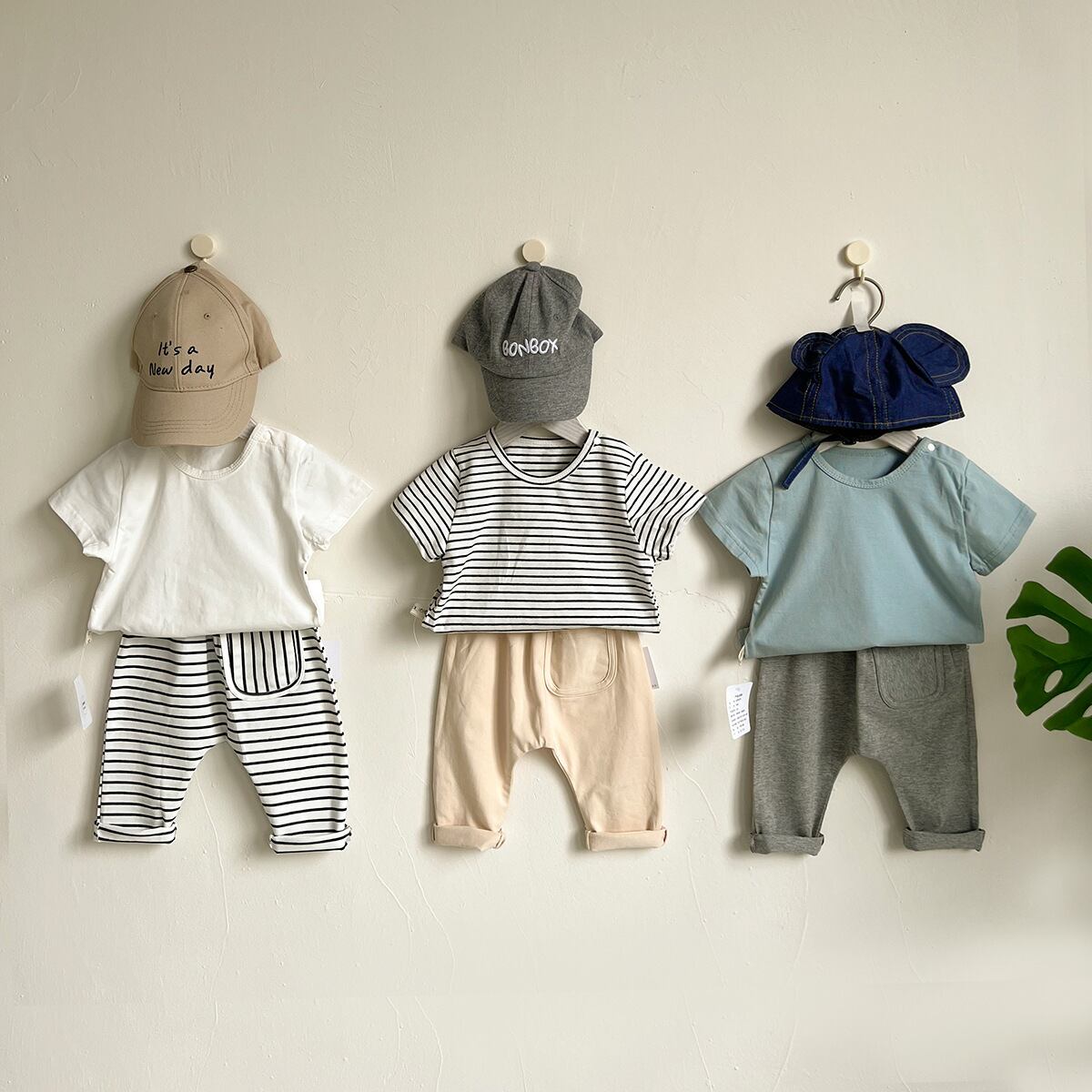 【BABY&KID】2024夏新作 シンプル系半袖tシャツ パンツ
