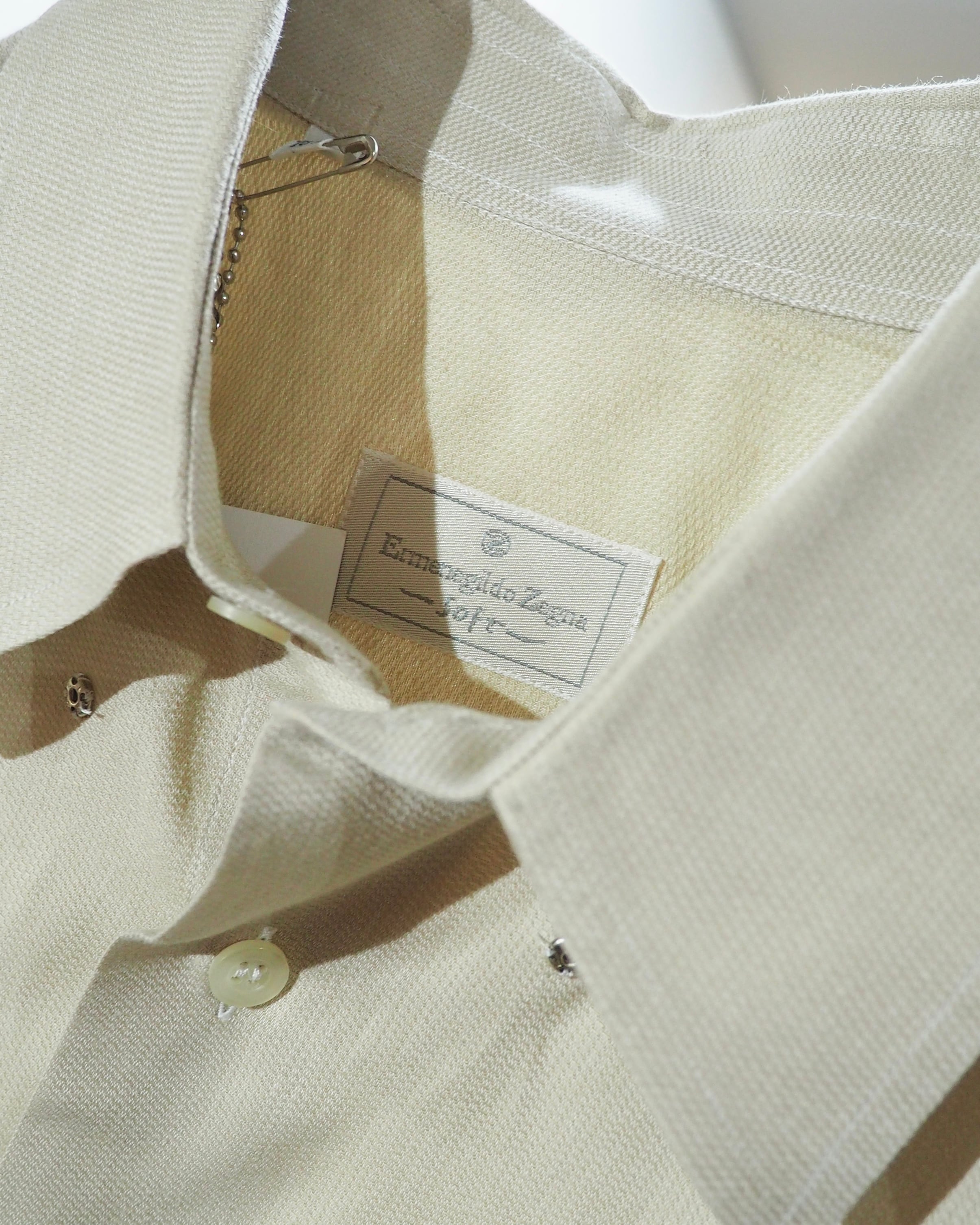 " Ermenegildo Zegna " Soft Ecru White Color vintage loose shirt