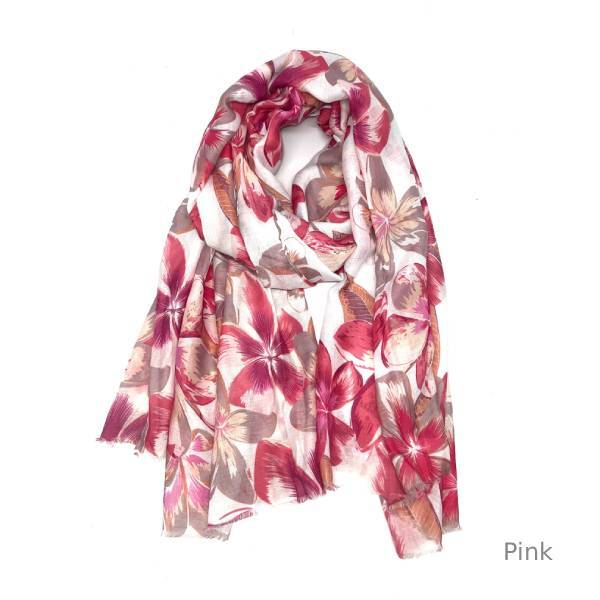 フラワー柄ストール 大判ストール ユニセックス ビスコースコットン 3