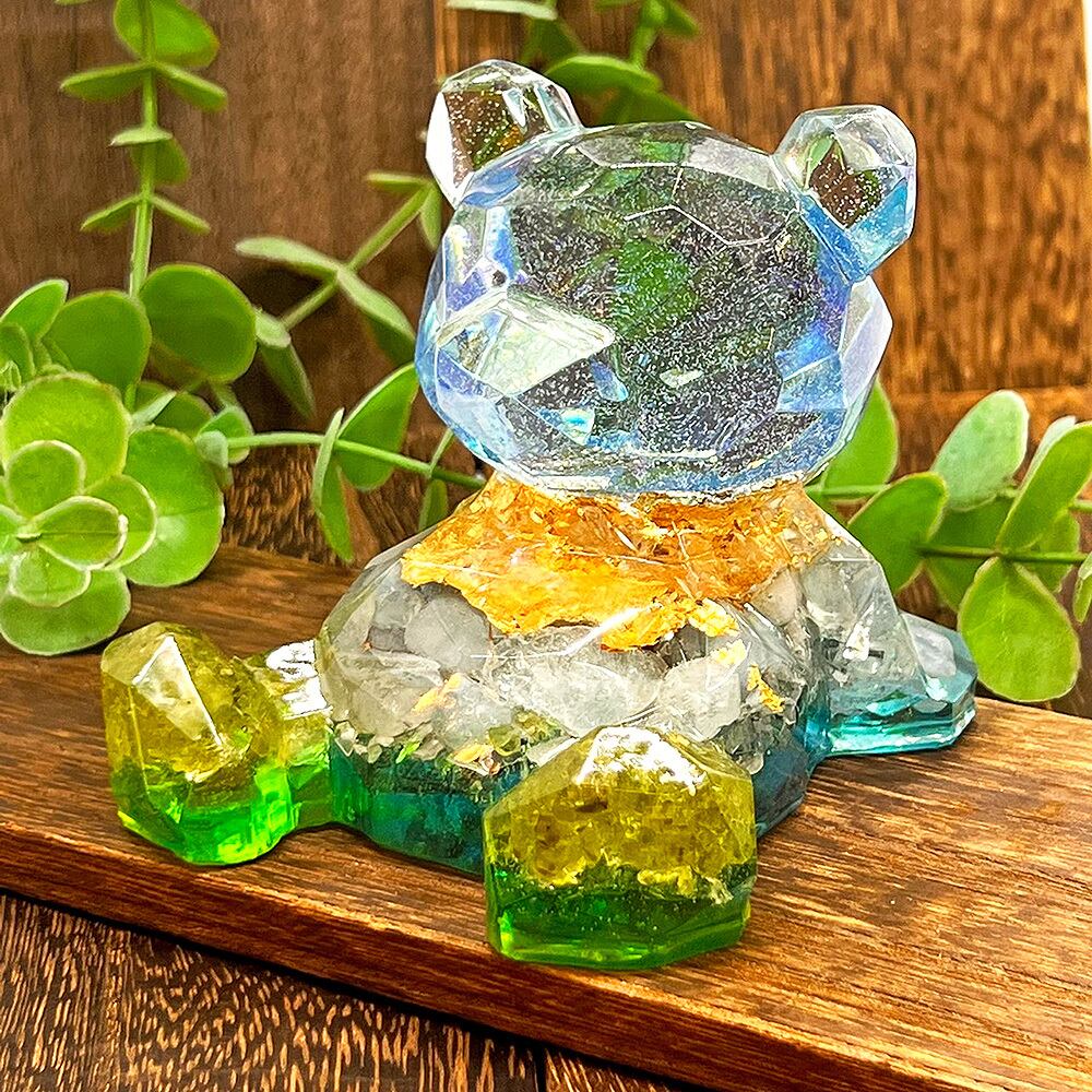 BIGなクマのオルゴナイト アクアマリン&ペリドット