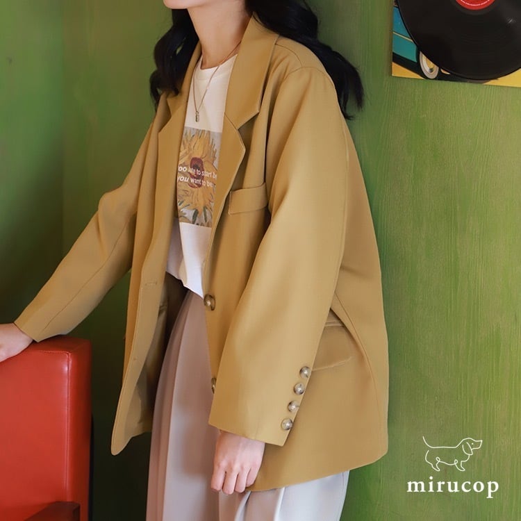 スーツジャケット レトロ スーツ生地 オレンジ [C1012] | mirucop  