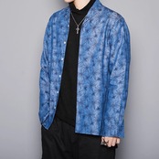 Leaf pattern open collar shirt  00001