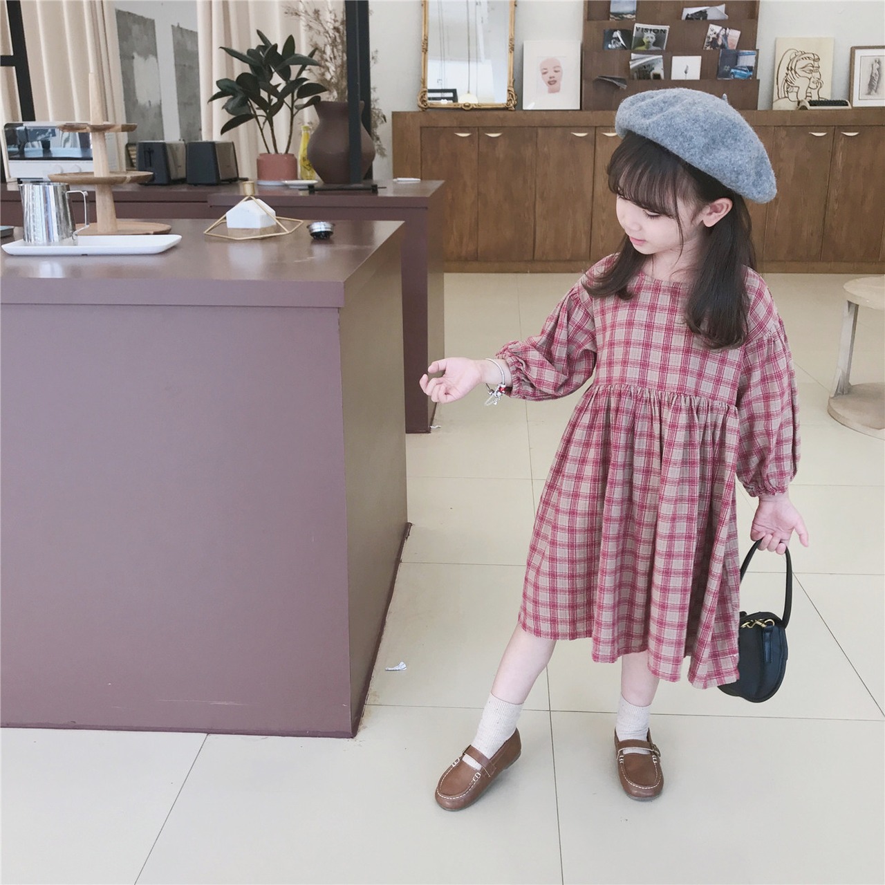 バーバリー キャミソールワンピース トップス チェック柄 キッズ つれ  