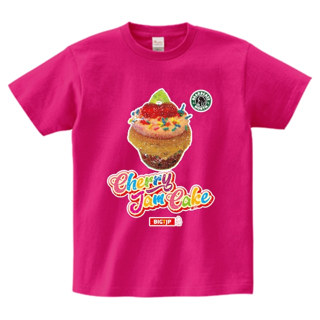 ＜新作！XXXLまで＞チェリージャムケーキ Tシャツ-RETRO Tシャツ：ホットピンク