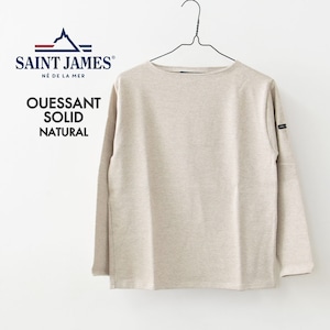 SAINT JAMES  [OUESSANT SOLID - NATURAL] [sol-natural] セントジェームス 正規販売店・ウェッソンソリッド・カットソー・バスクシャツ・長袖Tシャツ・ロンT・コットン・ポートネック・ネイビー・MEN'S/LADY'S [2026SS]