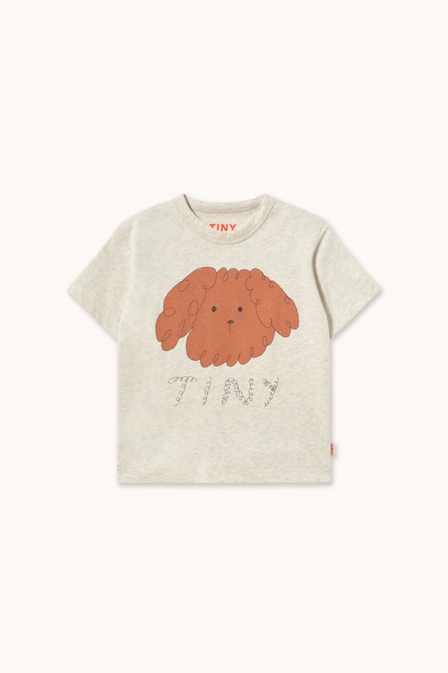 【DROP1】TINYCOTTONS / CURLY DOG GRAPHIC TEE - cream heather