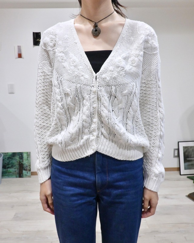 90s EMBROIDERY KNITTED CARDIGAN