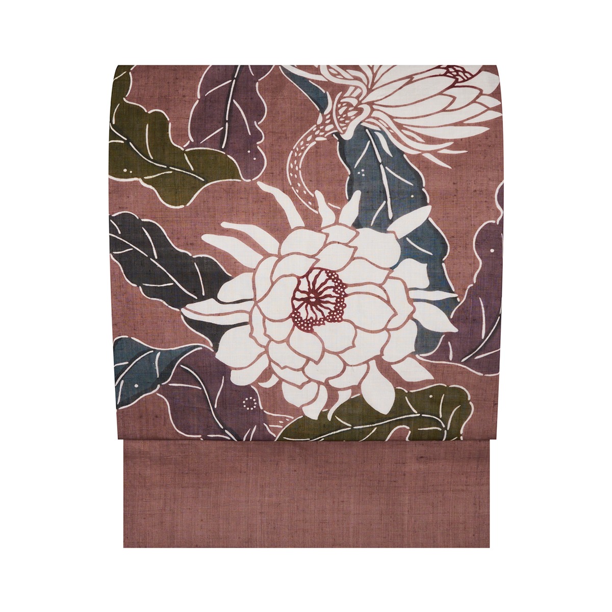 栗山吉三郎 「月下美人の花」 京紅型 二部式麻名古屋帯【中古】 | かわの屋