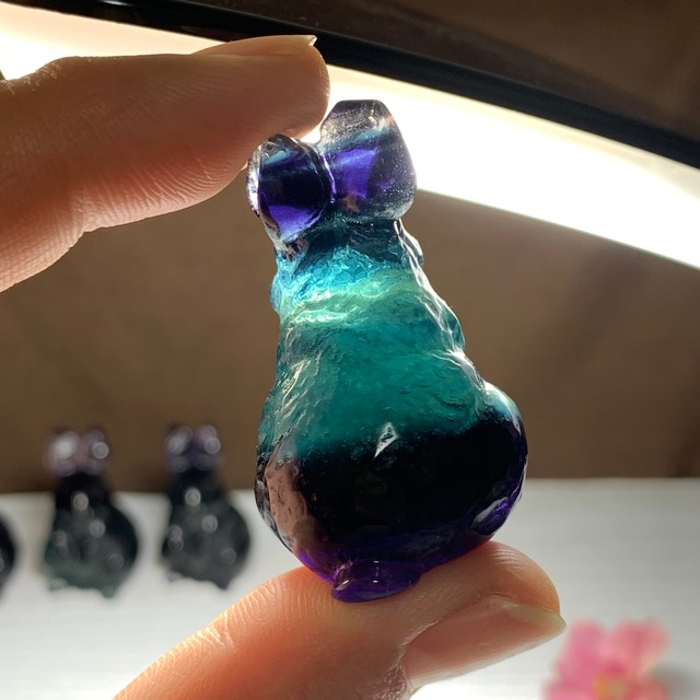 送料込み☆7.フローライトうさぎ・インテリア