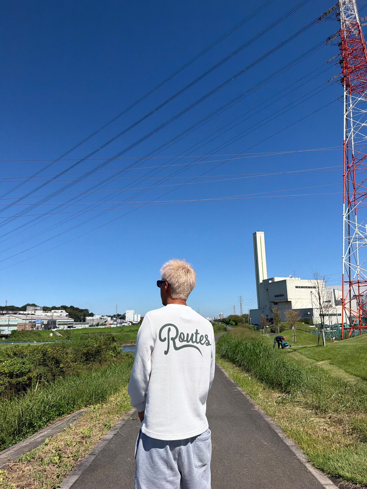 waffle long tee / white