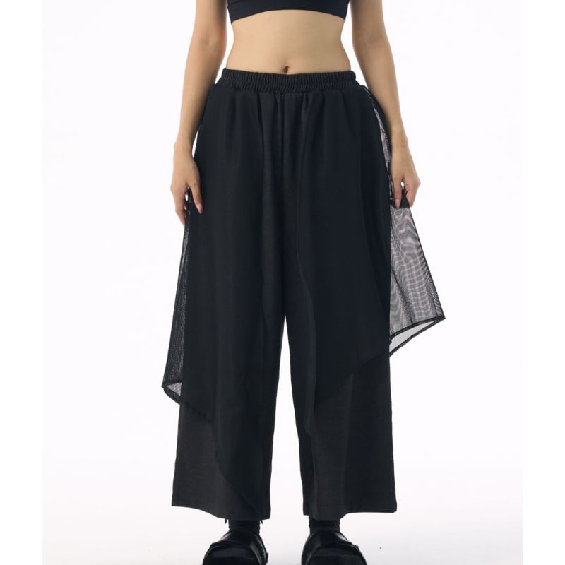 サイドドレープ ワイド フルレングス パンツ 2color PT0438