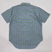 GOODデザイン◆LANCEL ランセル チェック柄 半袖シャツ Lサイズ /水色×ベージュ系/メンズ/オールド/ビンテージ/Fukuske代理