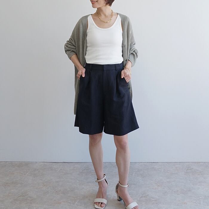 麻混ハーフパンツ | FASHFREN/ファッシュフレン「35歳からの女性