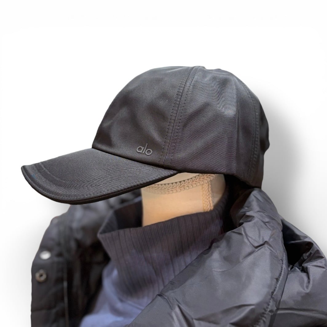 alo】【Satin Off‐ Duty Cap】サテン キャップ ハット ブラック ロゴ