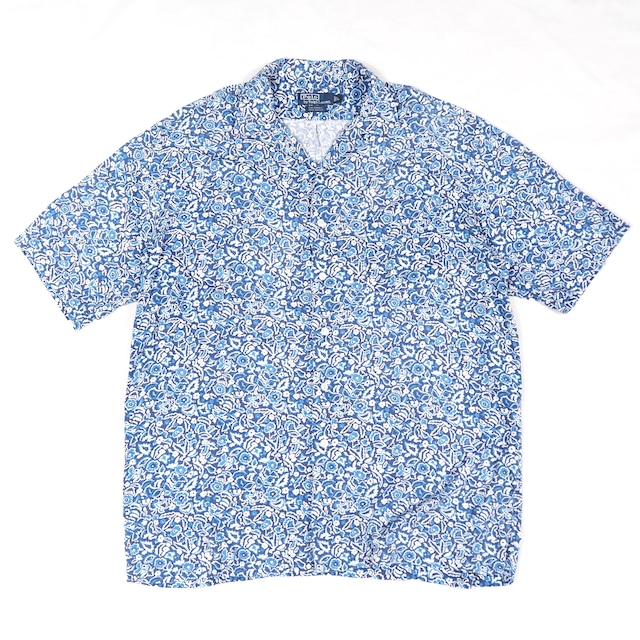 Polo by Ralph Lauren rayon open collar s/s shirt【CALDWELL】L.blue 90's ポロラルフローレン オープンカラー 半袖シャツ