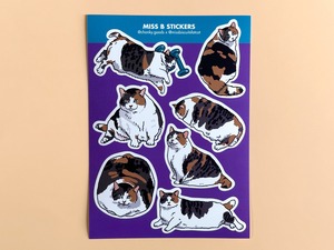 ふとっちょ猫のステッカーシート　Miss B stickers【Chonky Goods by PHS】[CG-09]