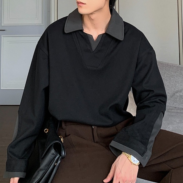 レイヤード風スキッパーカラーカットソー C10557