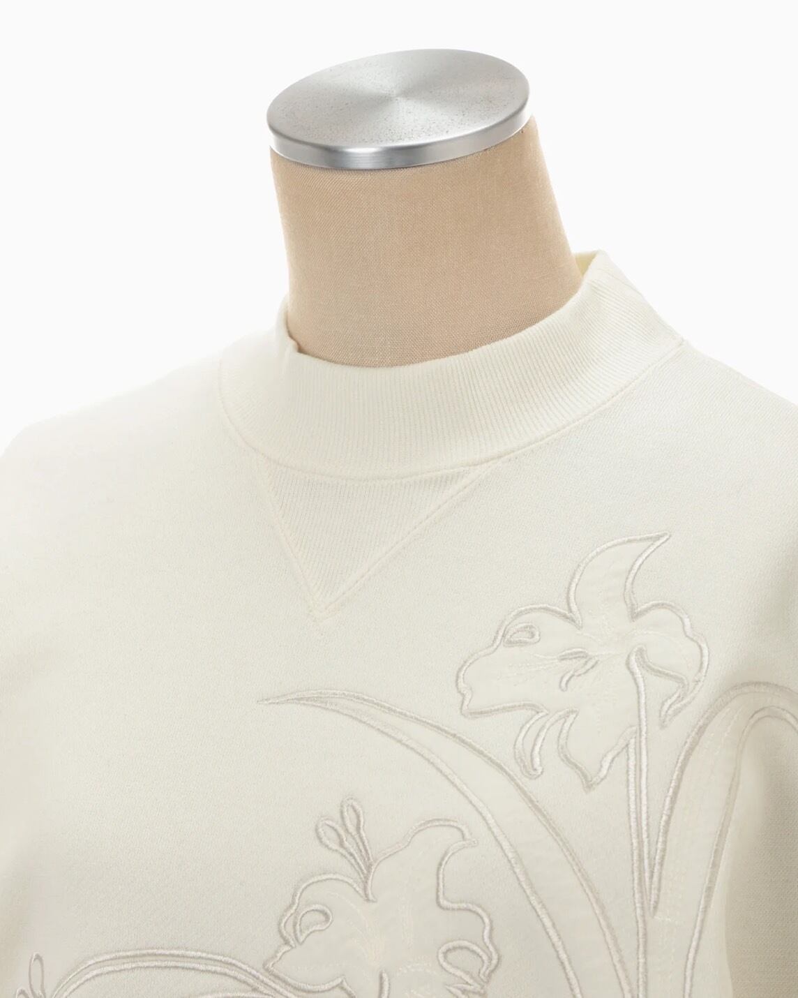 Mame Kurogouchi】Floral Embroidery Short Sweat Top