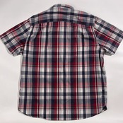 VICTORINOX ビクトリノックス Tailored Fit チェック柄 半袖 シャツ L/レッド ネイビー系 メンズ