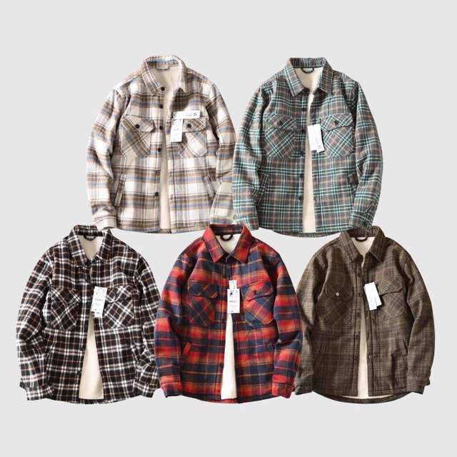裏フリースチェックシャツ H2318