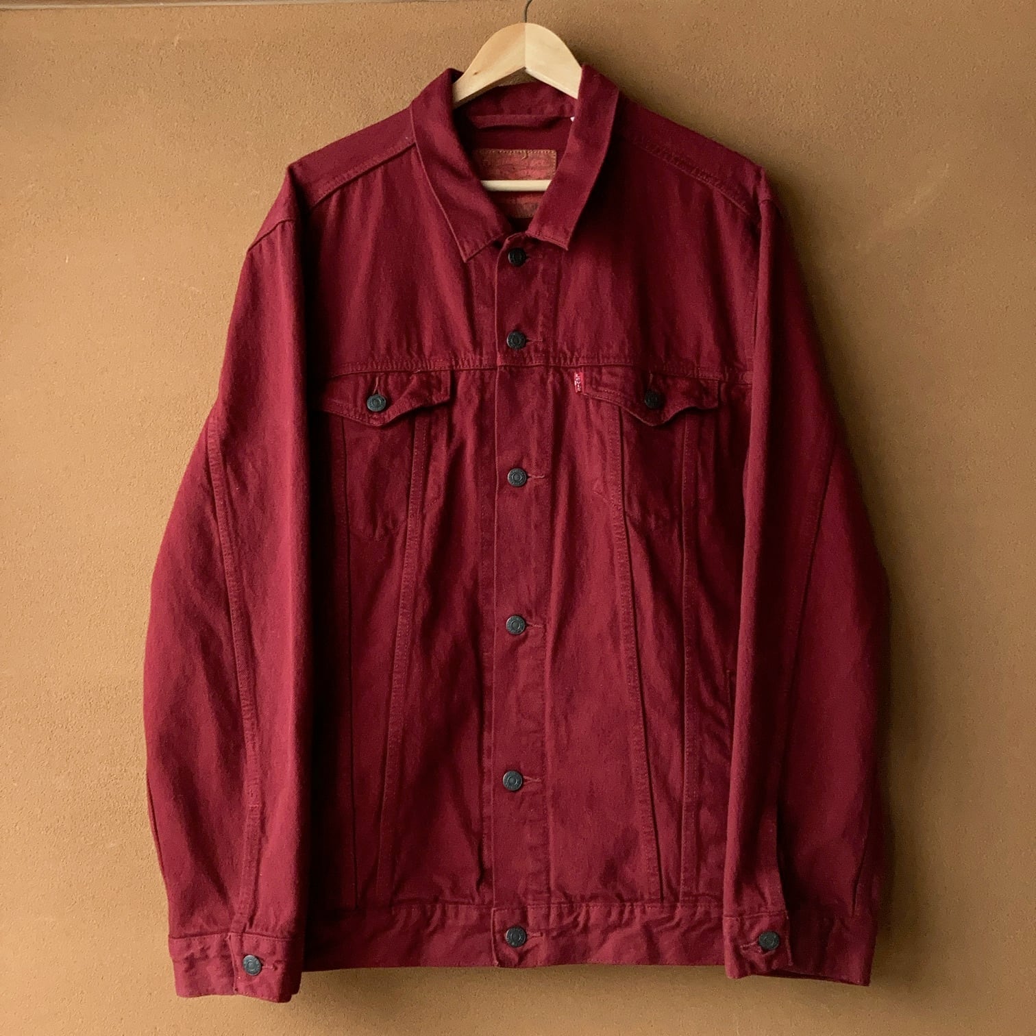 Levi's カラーデニムジャケット ボルドー ロング丈仕様 SIZE XXL Levi's カラーデニムジャケット ボルドー ロング丈仕様 SIZE XXL