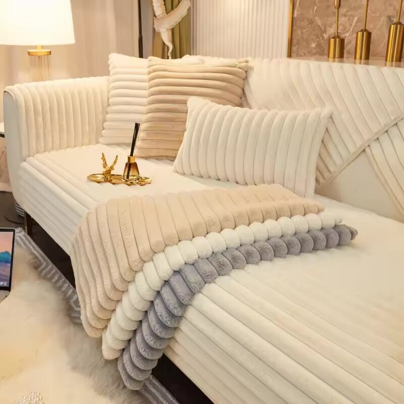 フェイクラビットファーソファカバー|オフホワイト